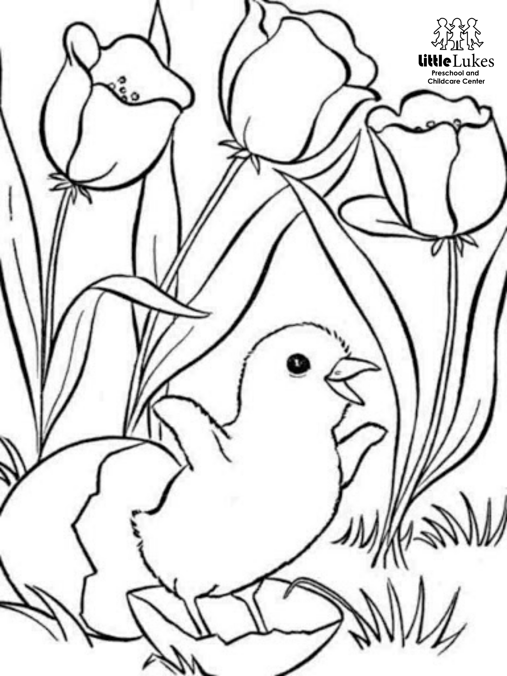 Bird and Flowers Coloring Page